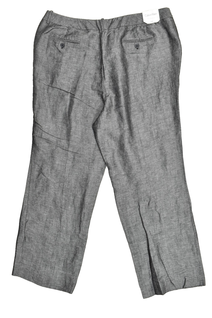 Calvin Klein Women's Size 20W The Madison Slim Leg Pants NWT Black White Linen B